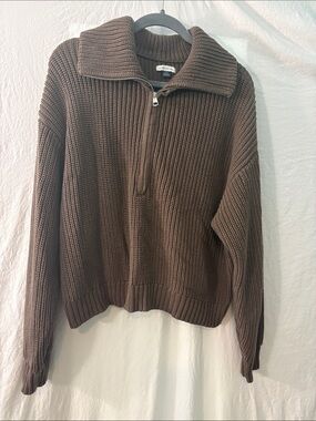 American Eagle Outfitters Chunky Brown Ribbed Knit Sweater